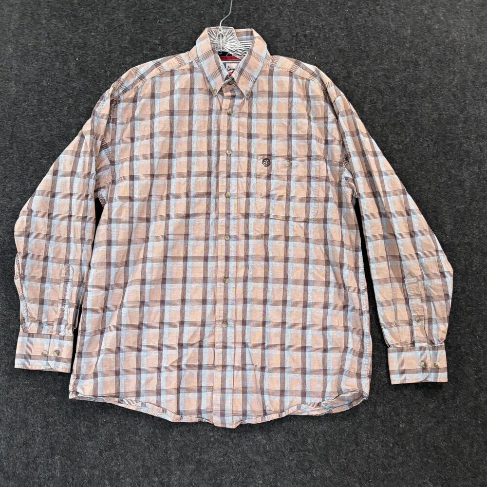 Wrangler George Strait Shirt Men's Large Plaid Button Down Western Cowboy Cut